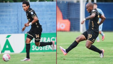 Jugadores de Deportes Tolima con uniforme negro en el Jaguares vs Tolima 3-2 en el estadio Jaraguay de Montería
